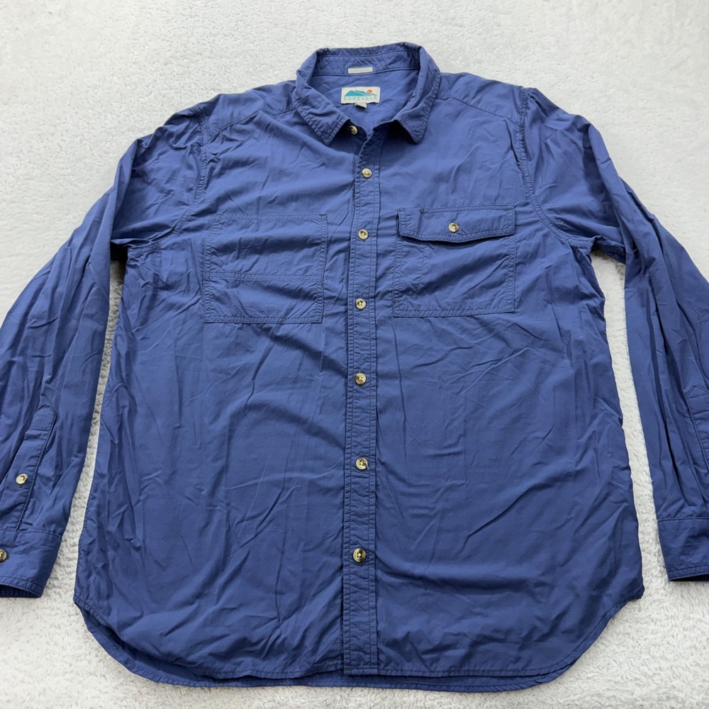 EDGEVALE‎ Men's Blue Button Down Long Sleeve Shirt Size XL Made in USA
